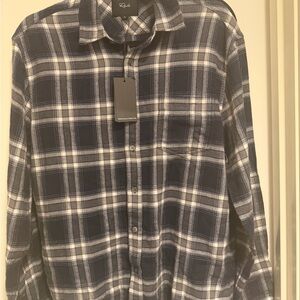 Rails Navy and White Plaid Women's Sweater Shirt